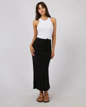 Luxe Linen Maxi Skirt - Black