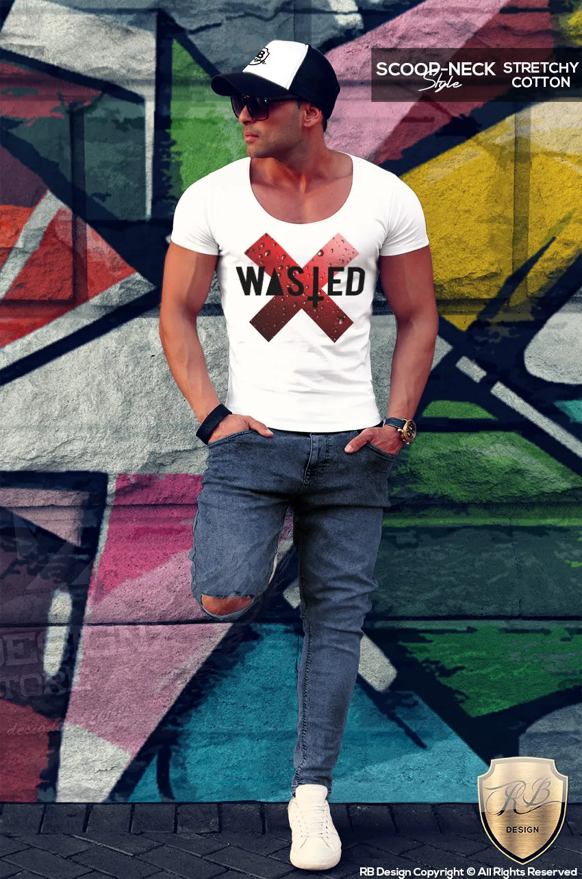 Mens Cross T-shirt Wasted Youth RB Design Inverted Cross Tee Shirts MD757