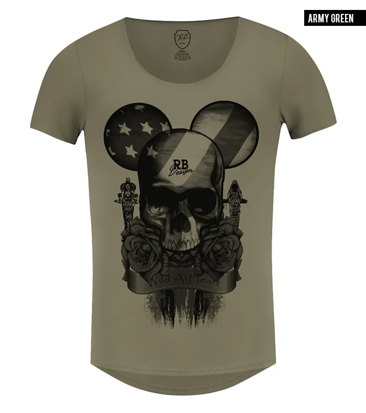 Men's T-shirt Designer Flowers Skull Tee "Mickey" RB Design Edition / color option / MD321