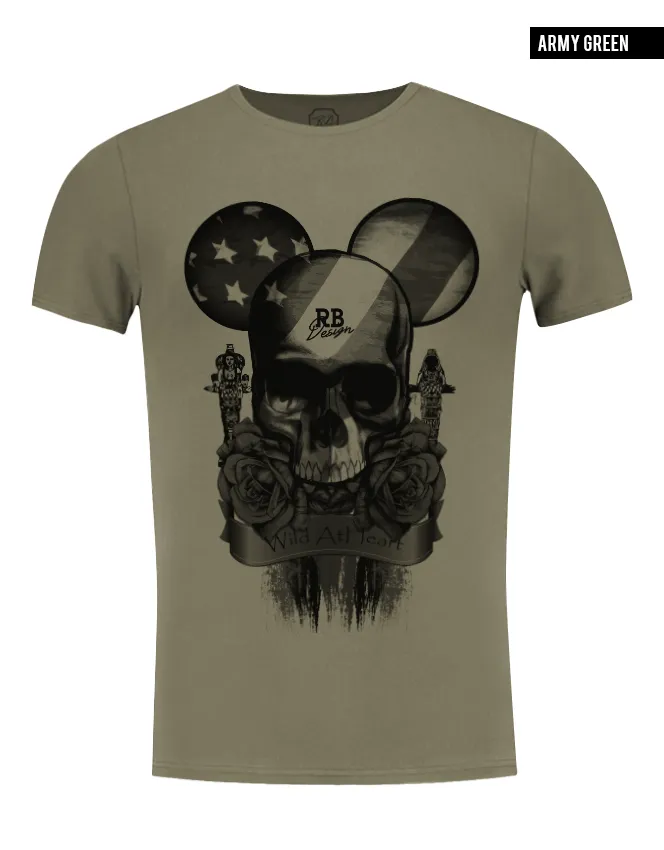 Men's T-shirt Designer Flowers Skull Tee "Mickey" RB Design Edition / color option / MD321