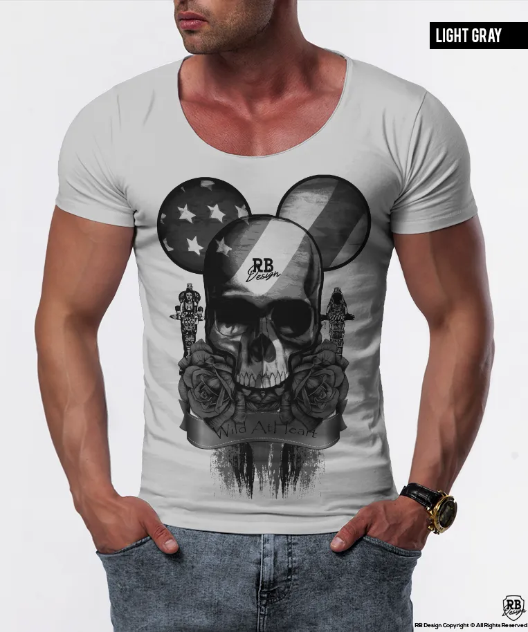 Men's T-shirt Designer Flowers Skull Tee "Mickey" RB Design Edition / color option / MD321