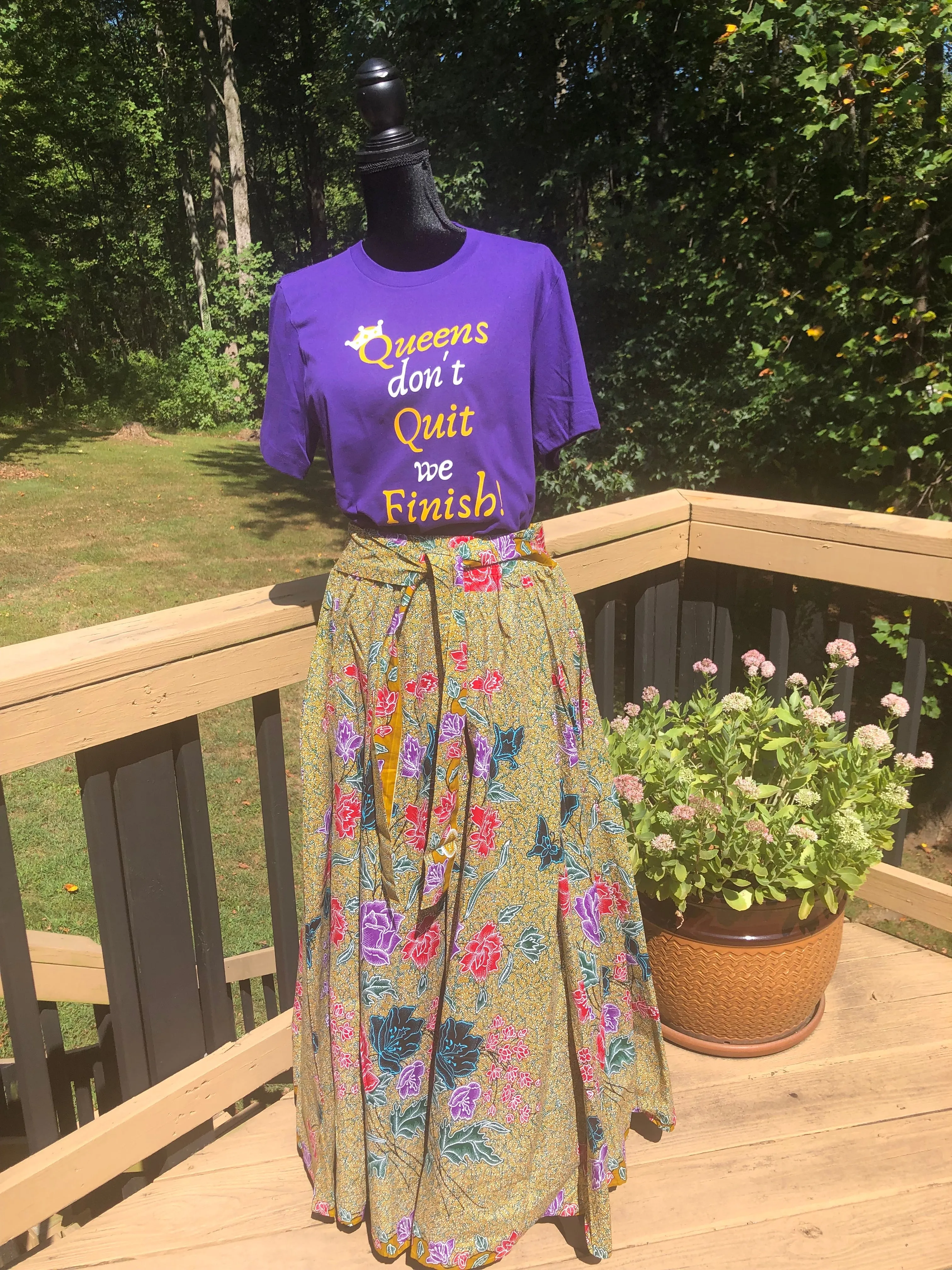 Multi-color Floral Print Maxi Skirt (ONE SIZE)