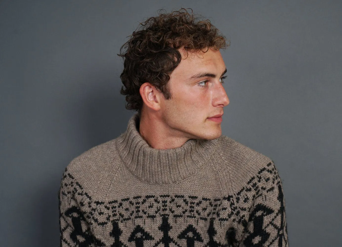 NORMANN | Pattern Knit Sweater | Stone/Coal