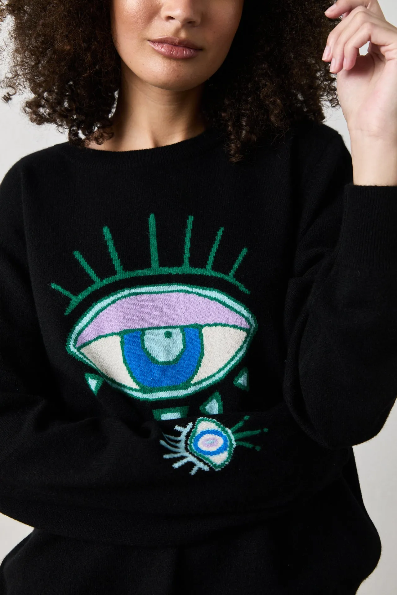 NSF X JA - BIG EYE CASHMERE CREW / BLACK