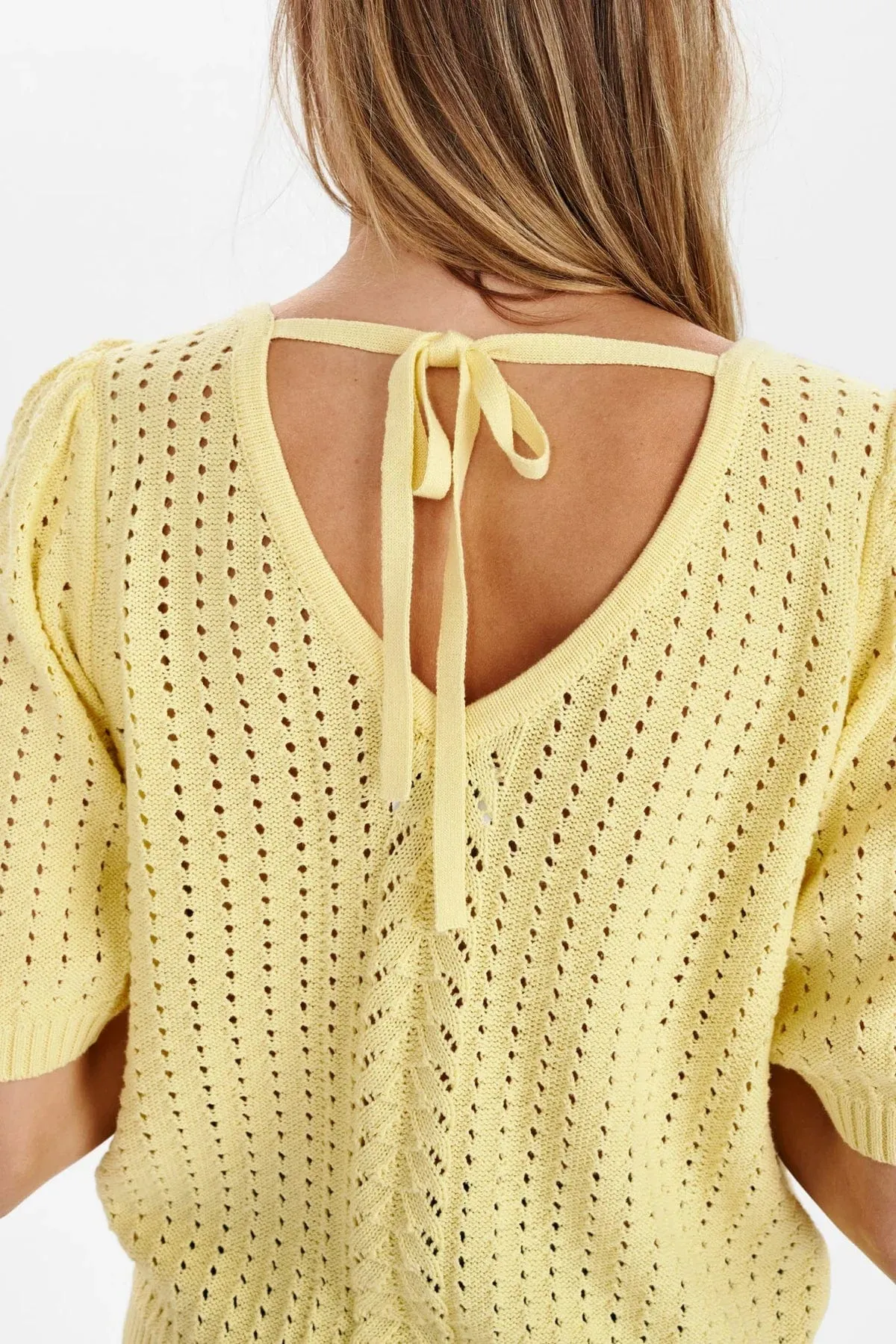 Numph Cotton Short Knit Lemon Yellow