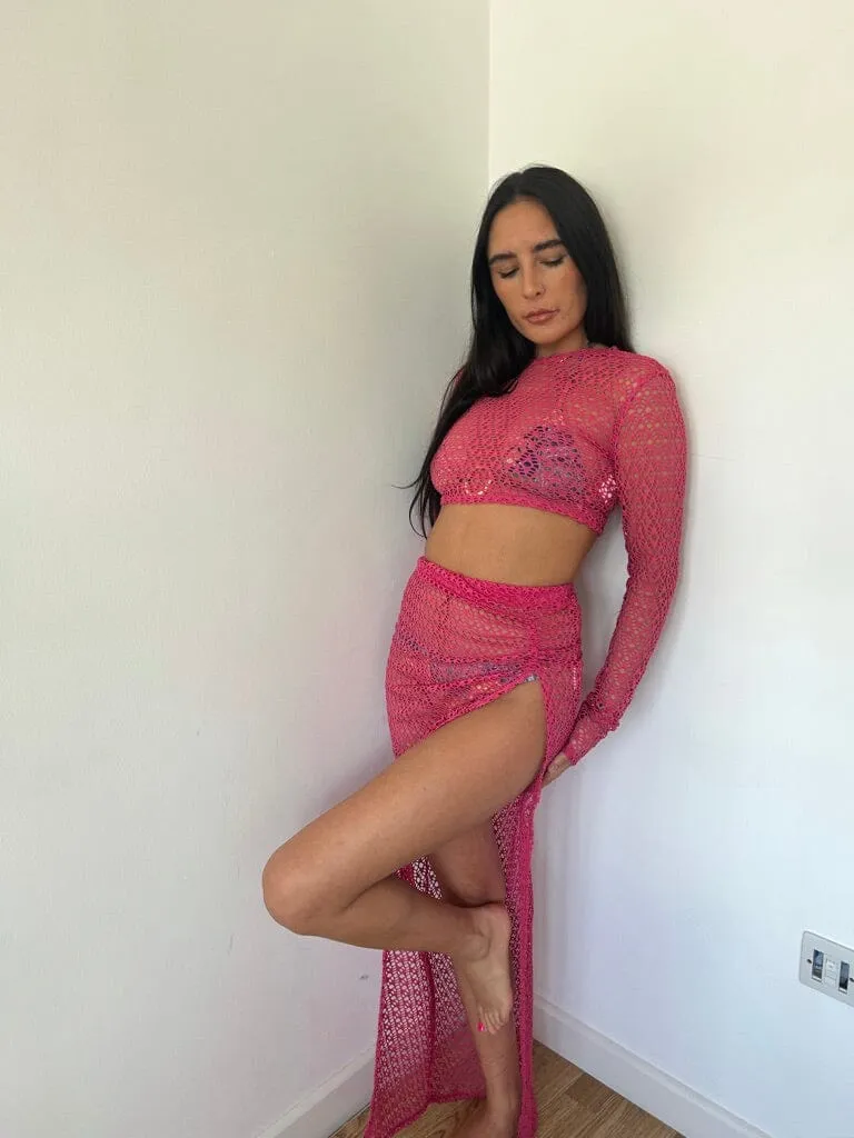 Pink Netted Beach Co-Ord