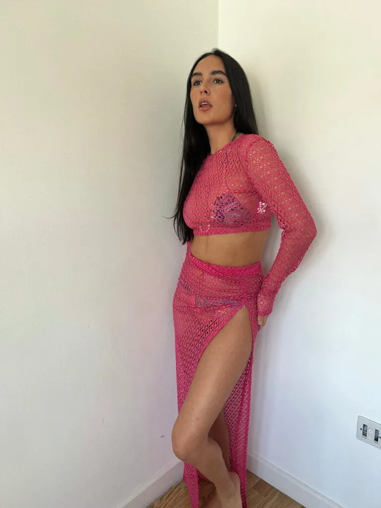 Pink Netted Beach Co-Ord