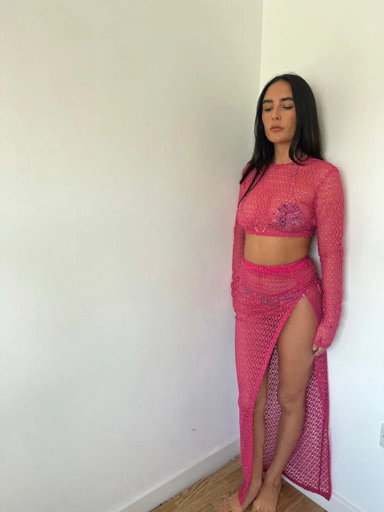 Pink Netted Beach Co-Ord