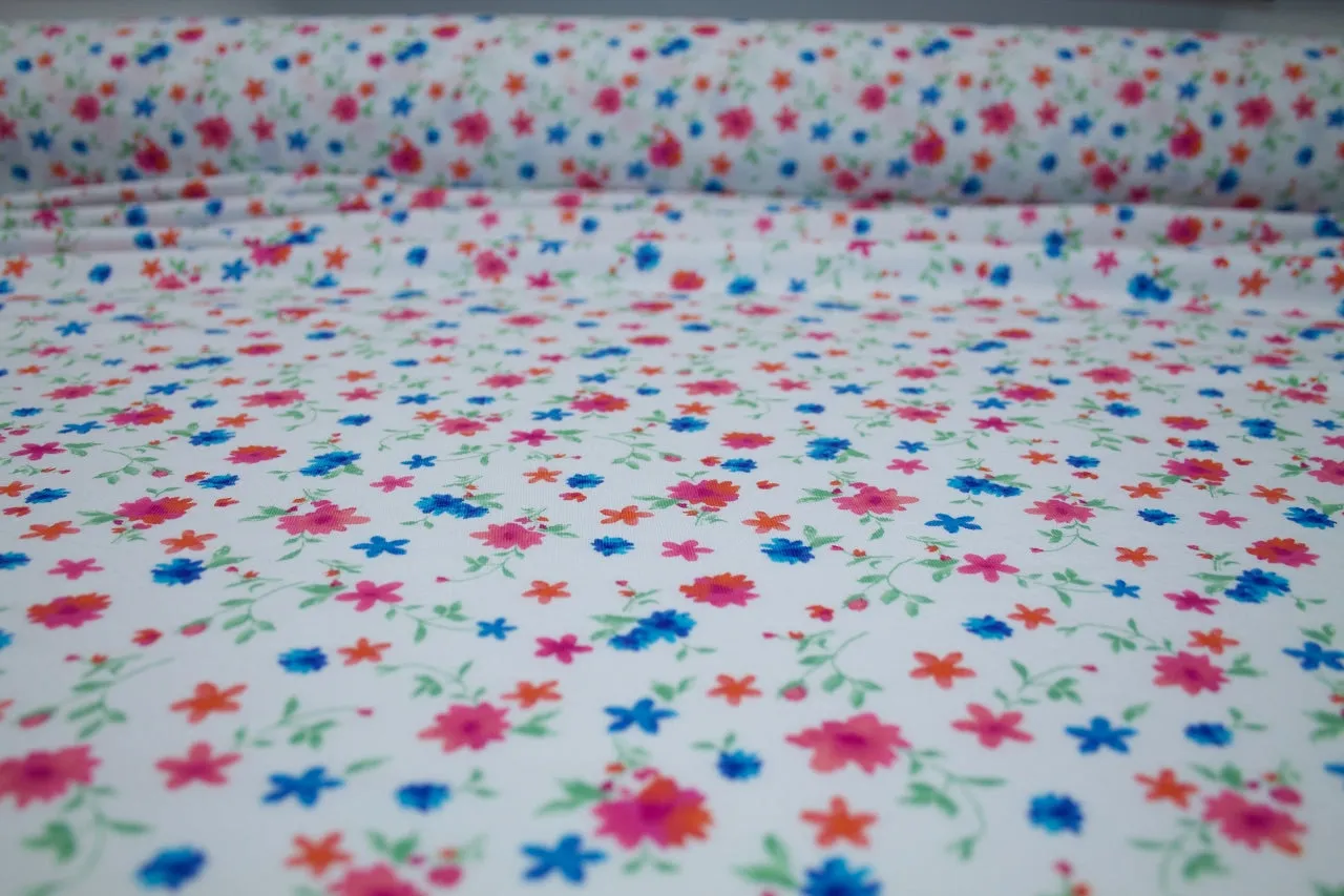 Pretty Posies Organic Cotton Jersey - Multi on White