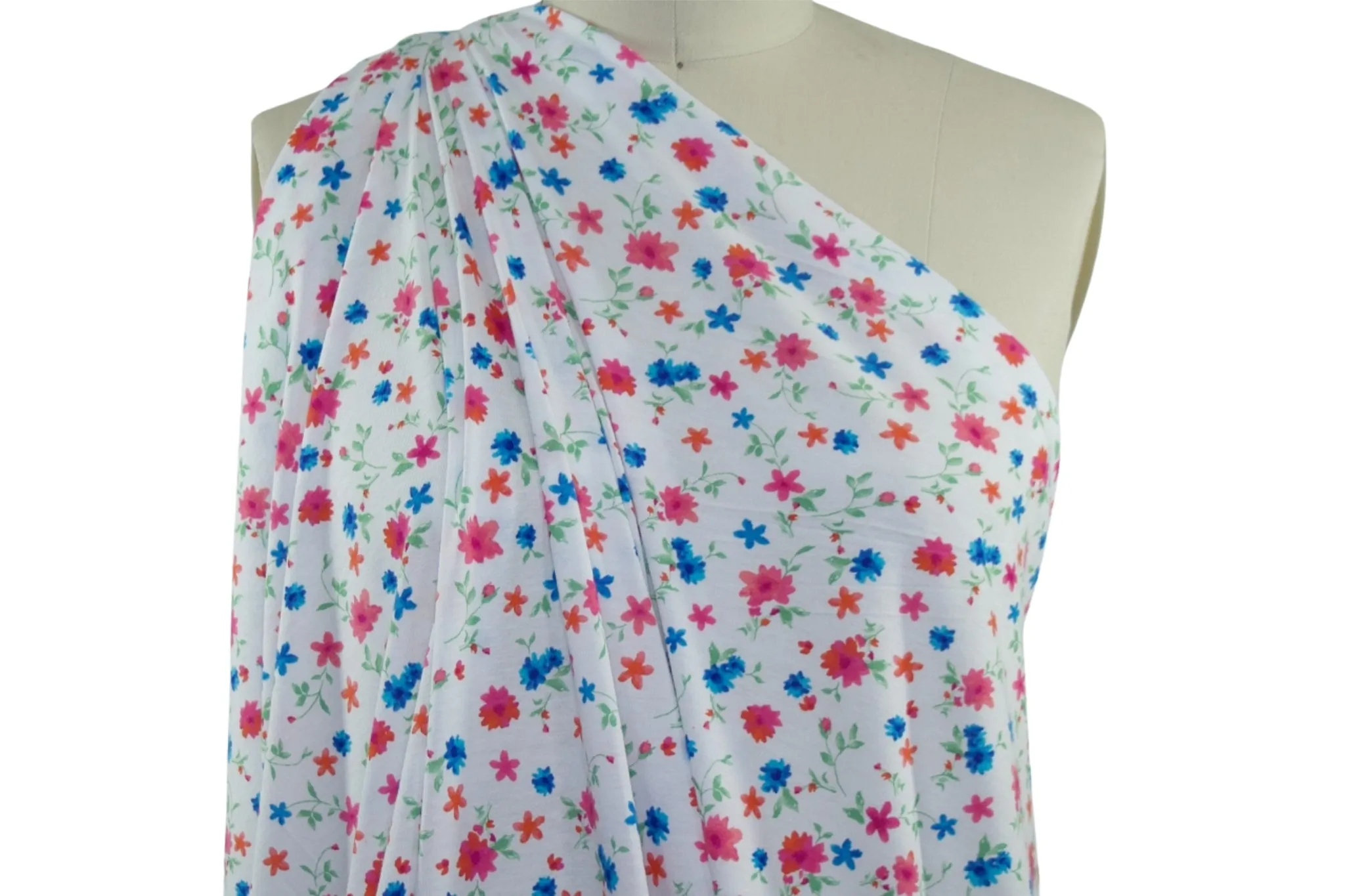 Pretty Posies Organic Cotton Jersey - Multi on White