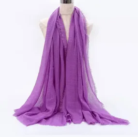 Purple Pleated Cotton Scarf