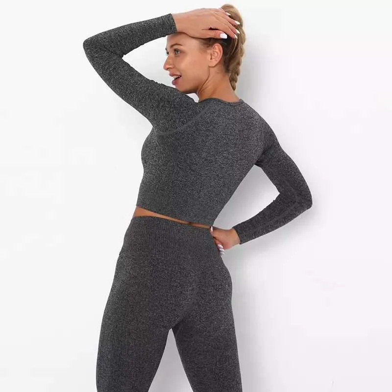 Seamless Yoga Crop Top -Charcoal