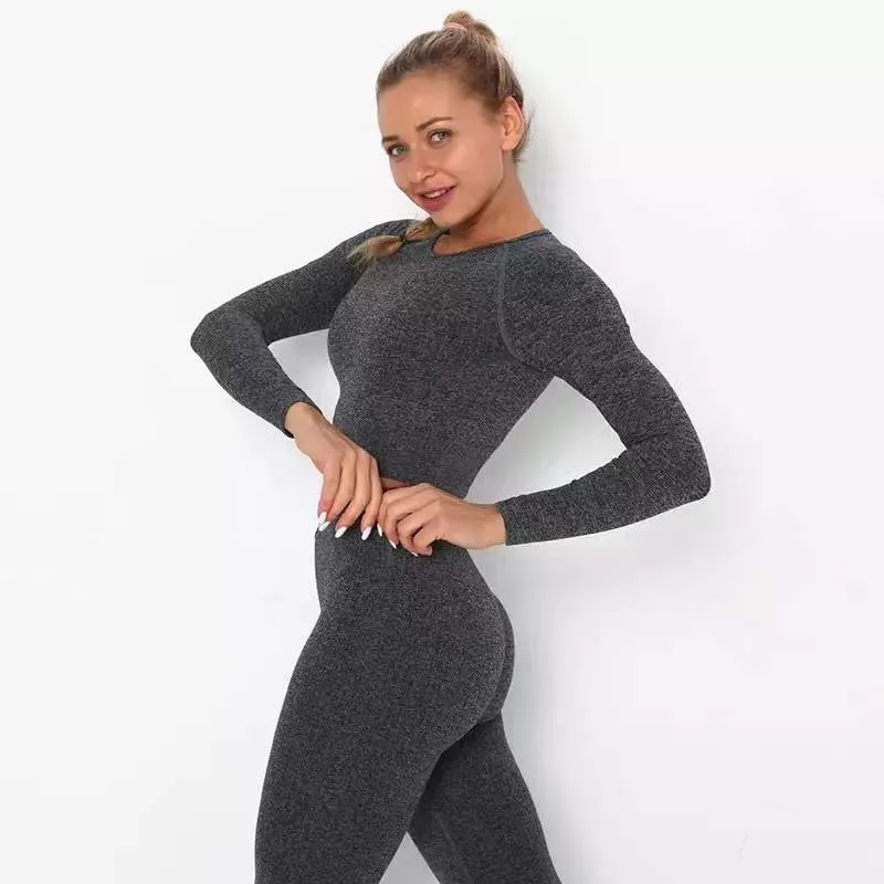 Seamless Yoga Crop Top -Charcoal