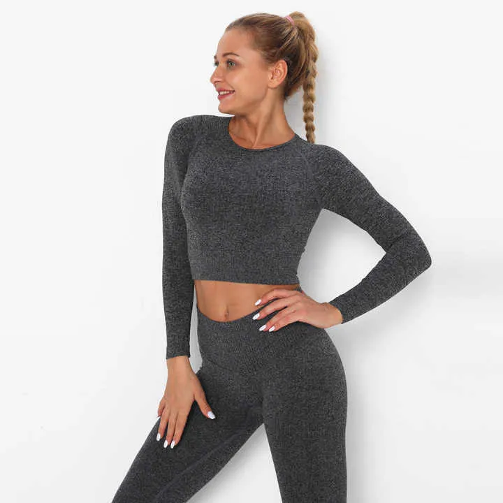 Seamless Yoga Crop Top -Charcoal