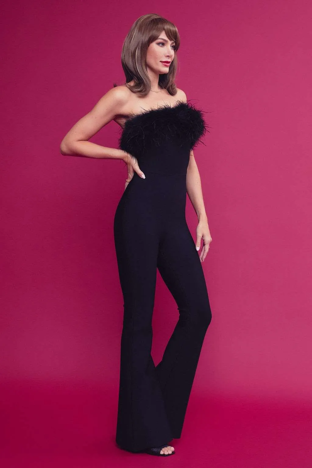 Sexy Fur Jumpsuit - Black