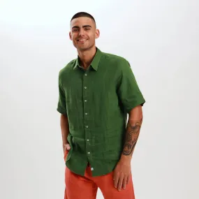 Short Sleeve Linen Shirt | Olive