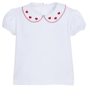 Short Sleeve Pinpoint Blouse - Hearts