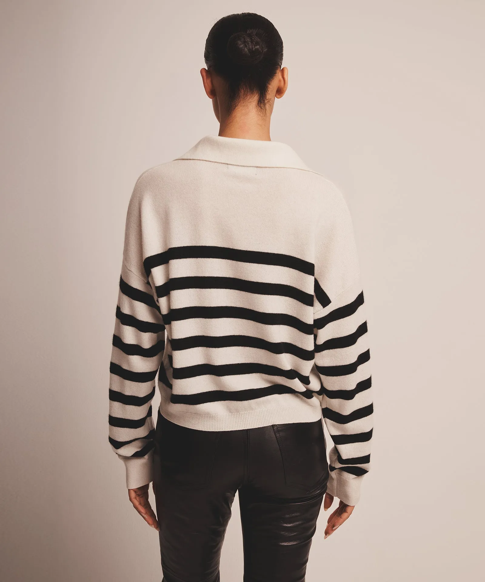 Signature Cashmere Striped Polo Sweater