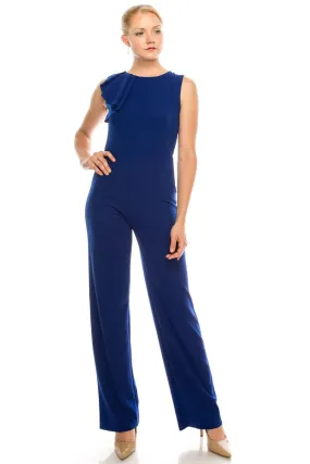 Sleeveless Jumpsuit with a Chic Pleated Ruffle Detail