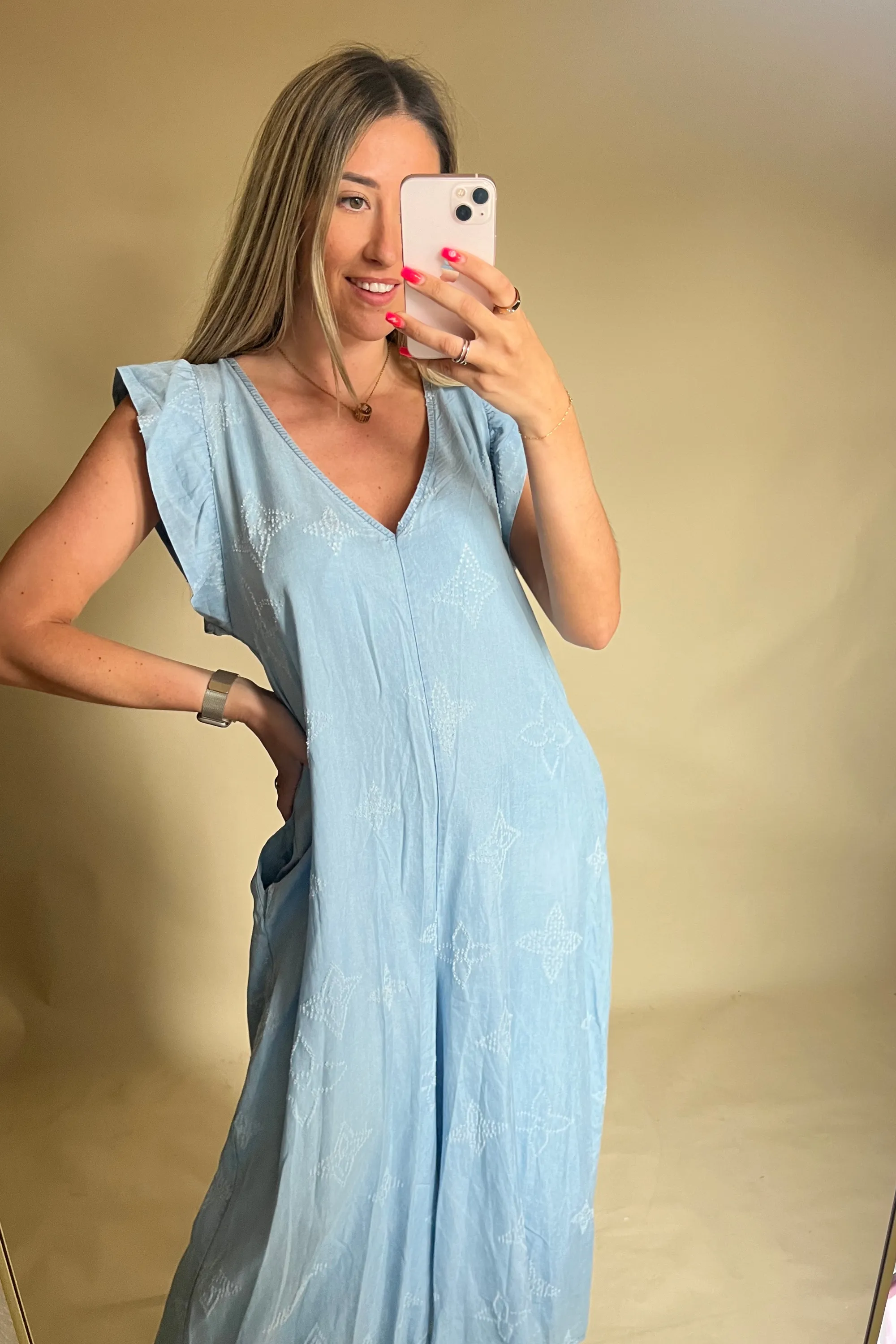 Star denim jumpsuit