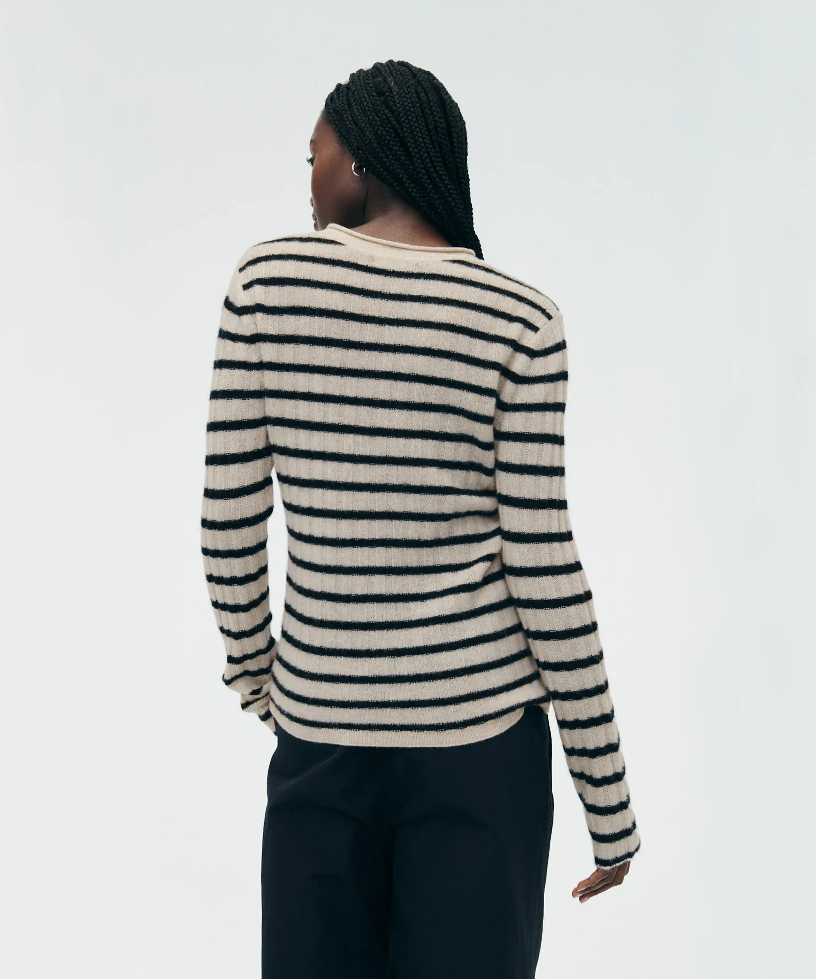 Striped Cashmere Ribbed Sweater