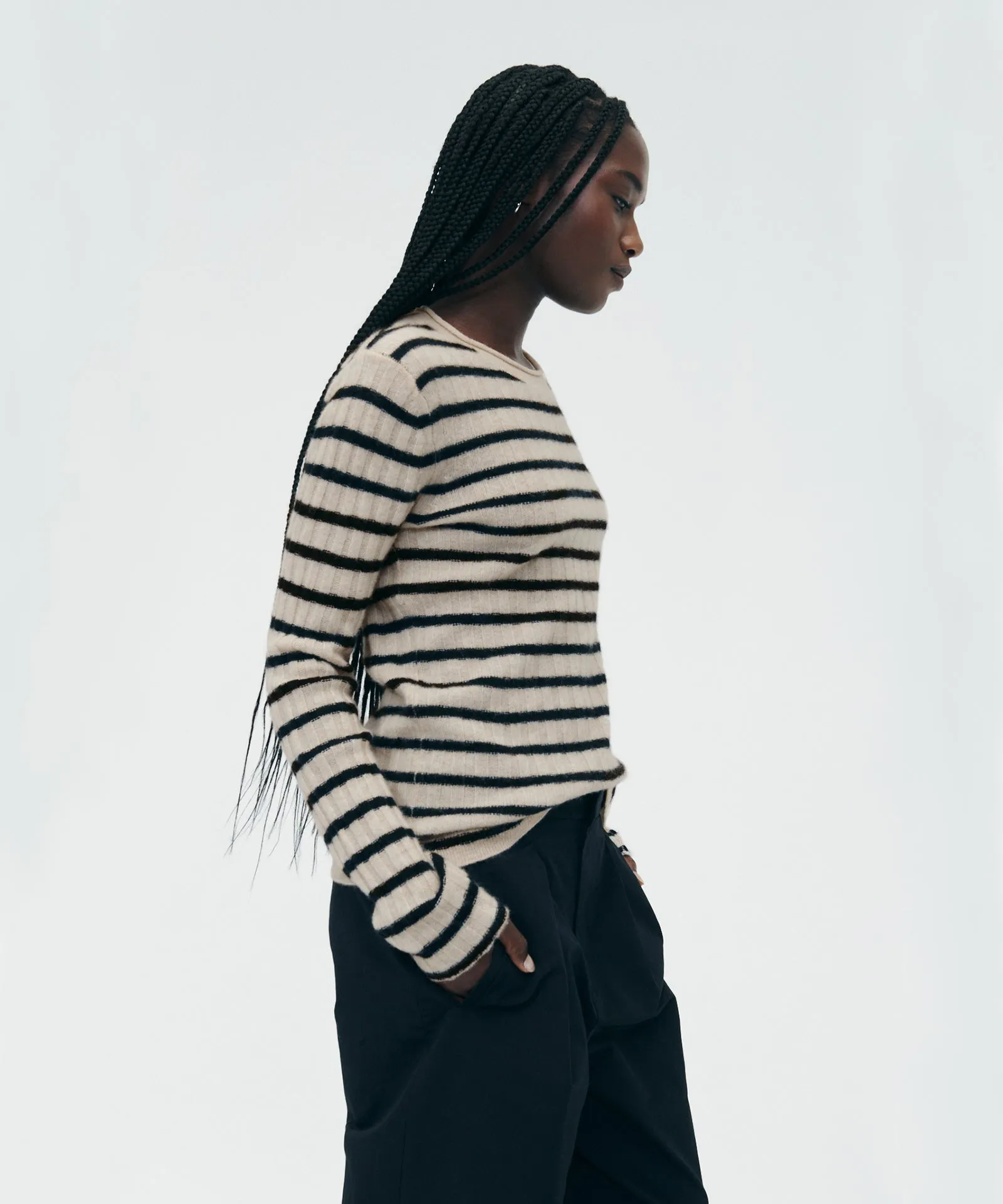 Striped Cashmere Ribbed Sweater