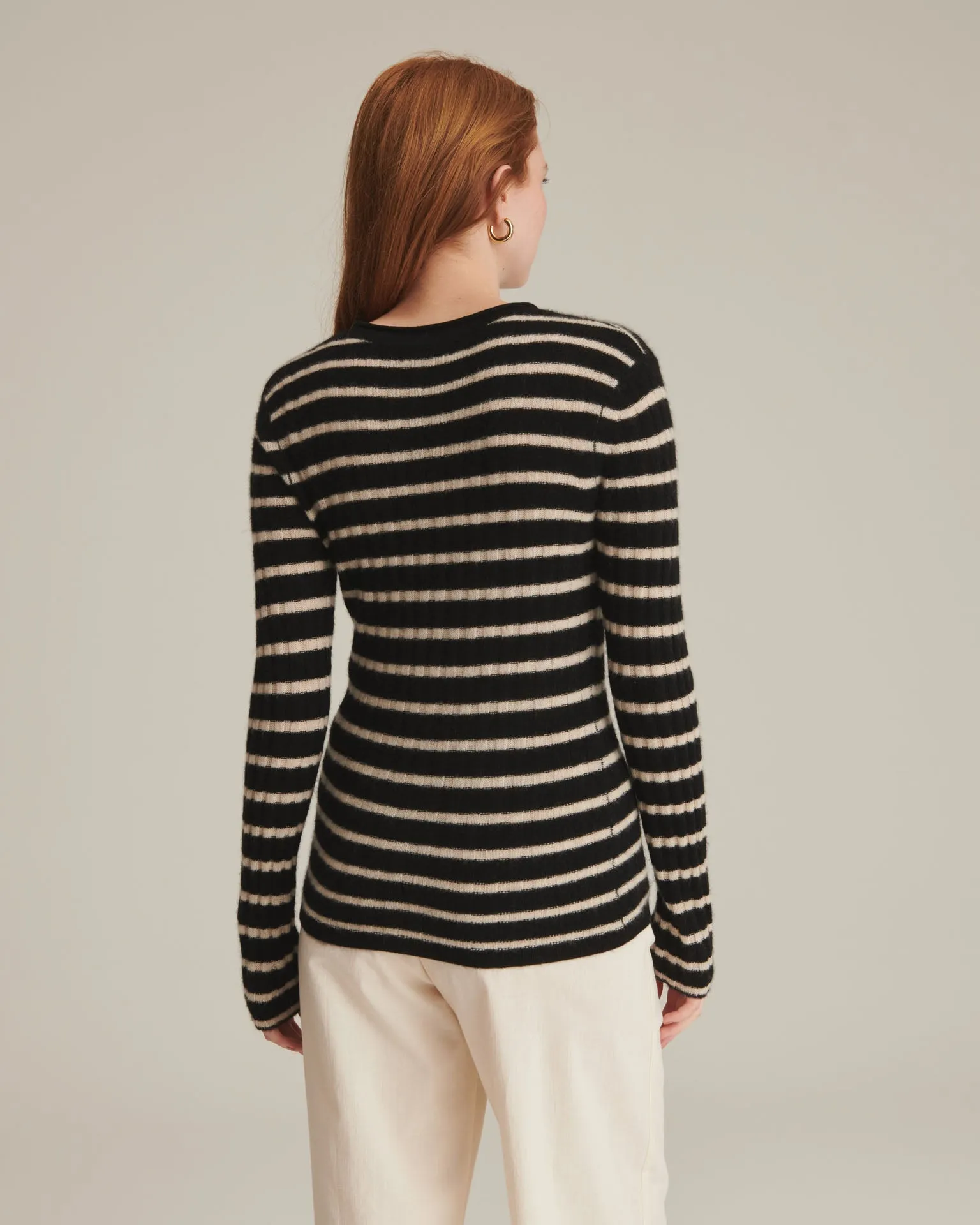 Striped Cashmere Ribbed Sweater