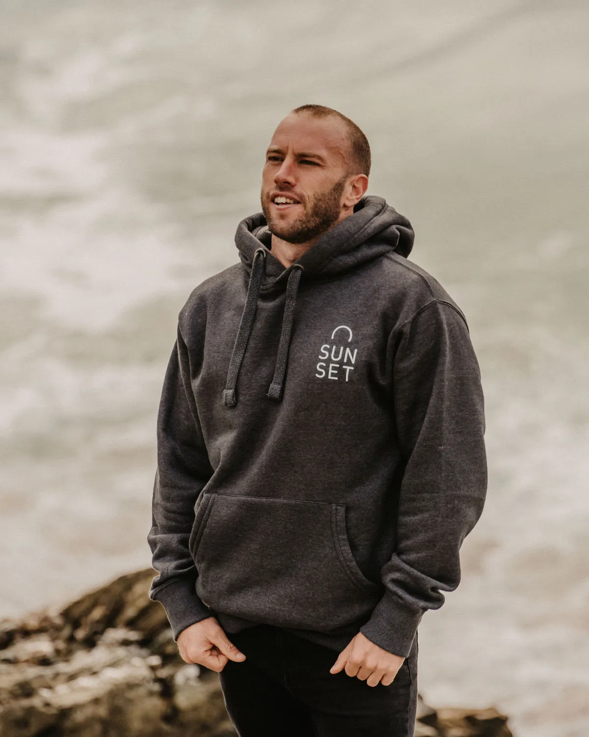 Sunset Surf Mens Hoodie - Dark Grey