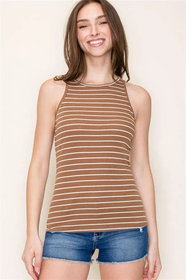 The Baylor Ribbed Striped Basic Tank