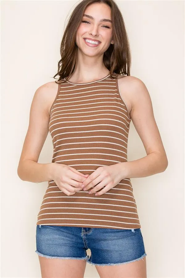 The Baylor Ribbed Striped Basic Tank