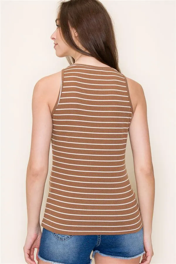 The Baylor Ribbed Striped Basic Tank