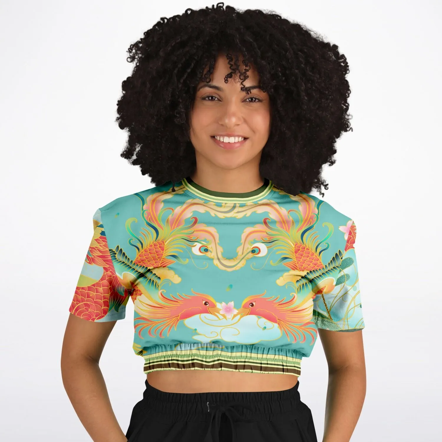 The Koi Dragon Short Sleeve Cropped Eco-Poly Sweater