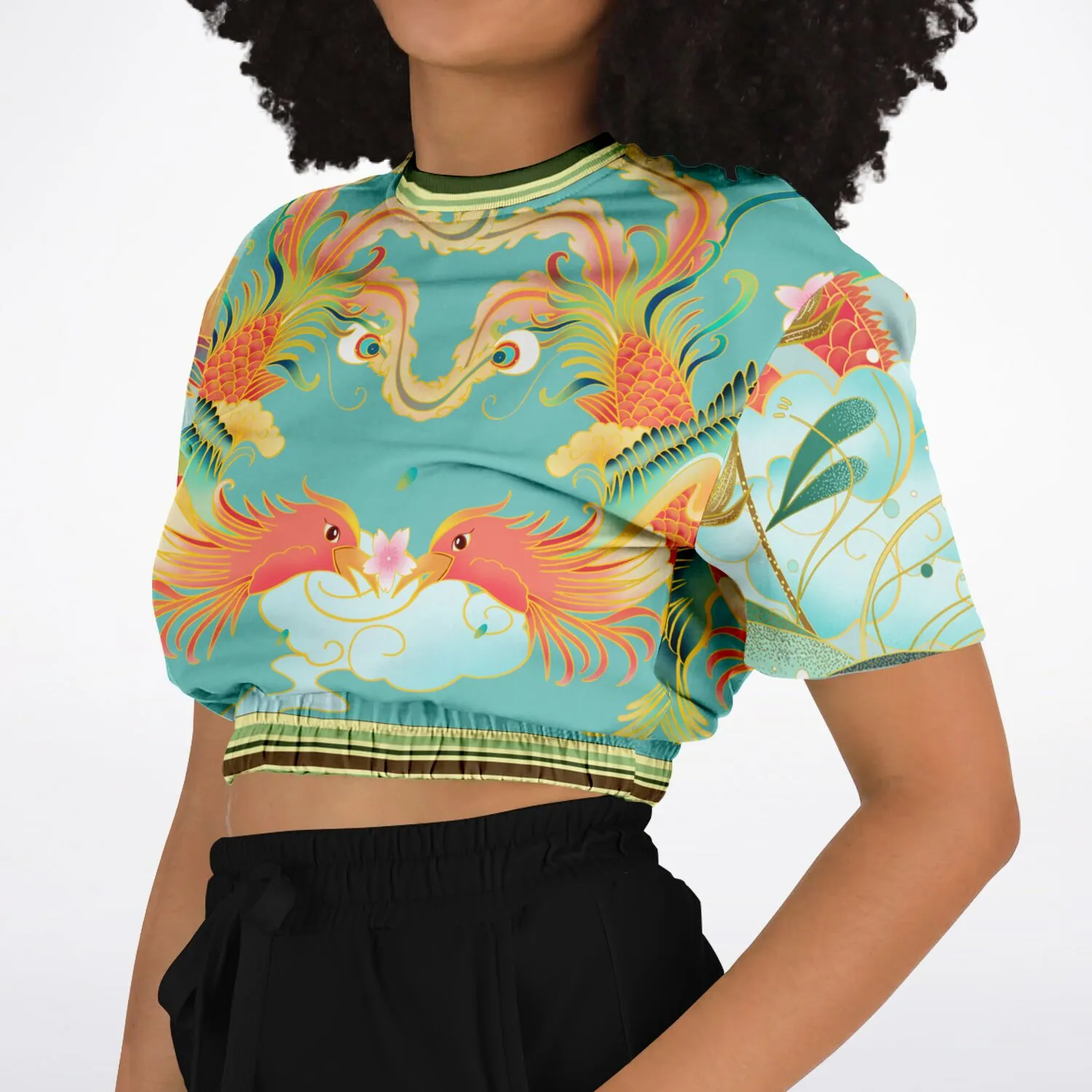 The Koi Dragon Short Sleeve Cropped Eco-Poly Sweater