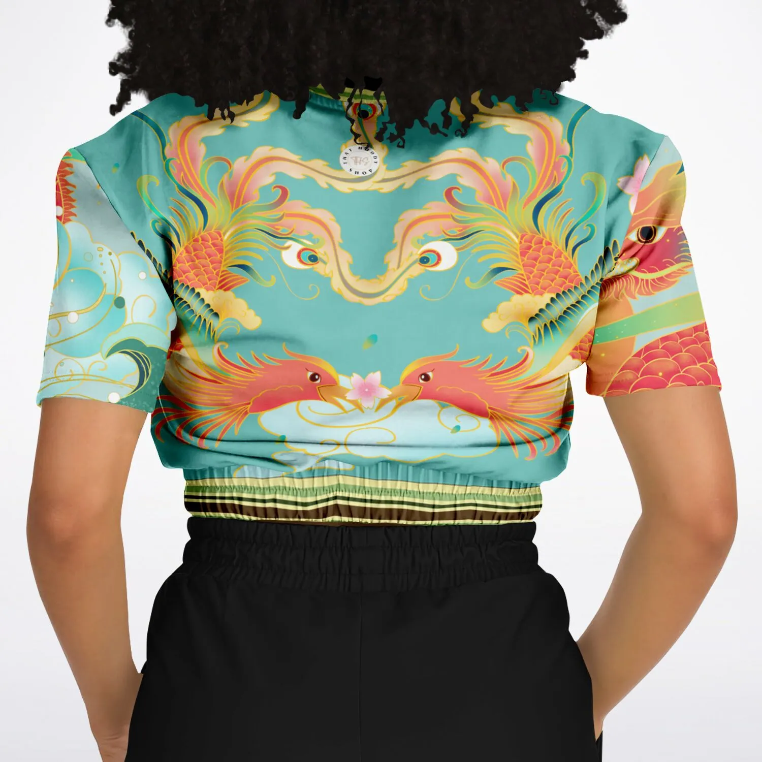 The Koi Dragon Short Sleeve Cropped Eco-Poly Sweater