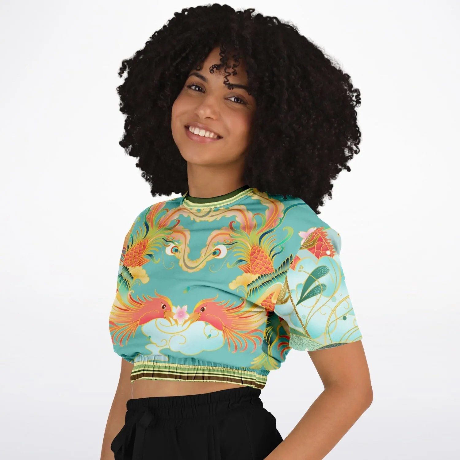 The Koi Dragon Short Sleeve Cropped Eco-Poly Sweater