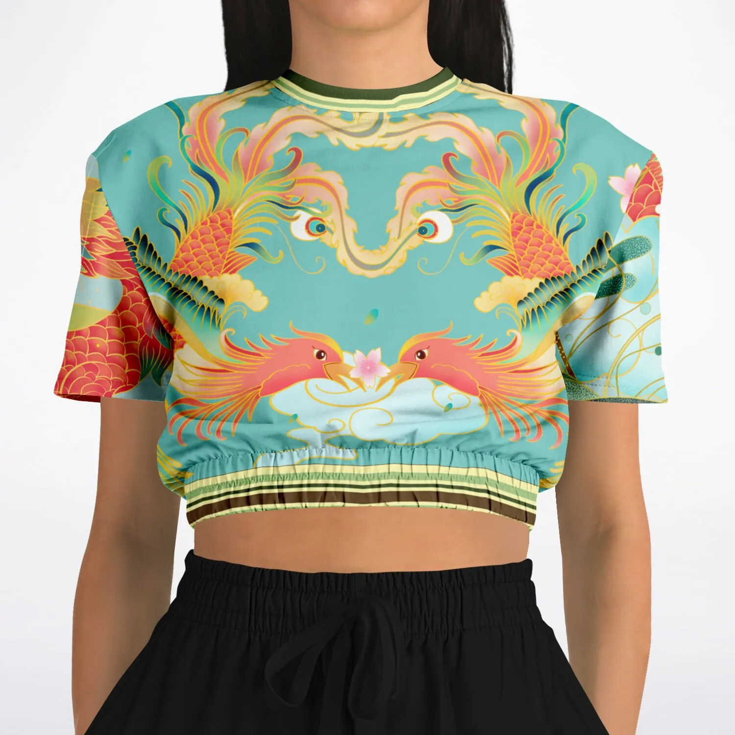 The Koi Dragon Short Sleeve Cropped Eco-Poly Sweater