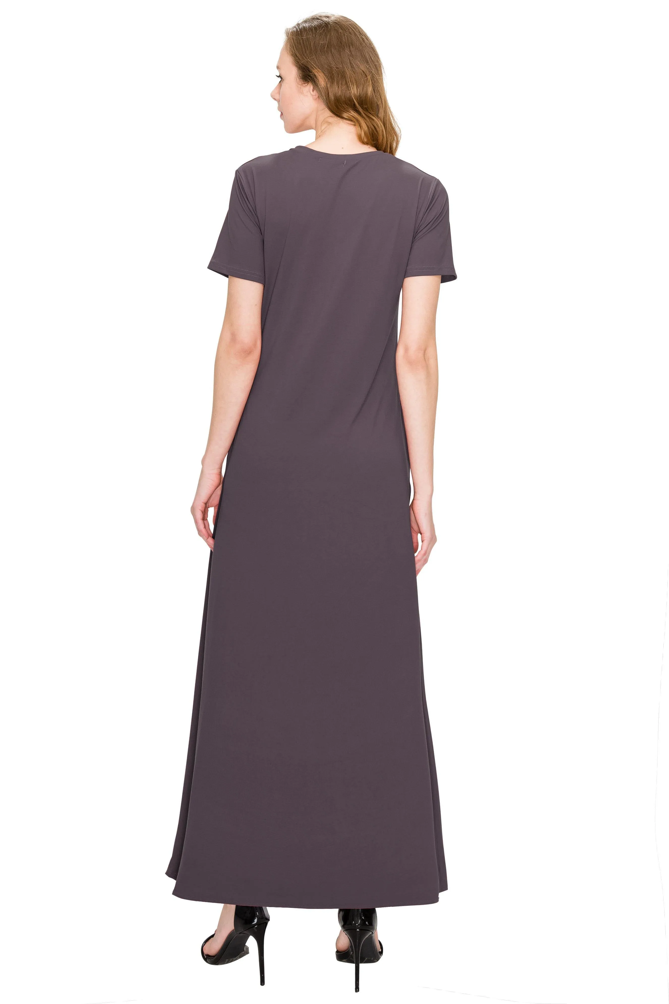 V Neck Short Sleeve Maxi Dress