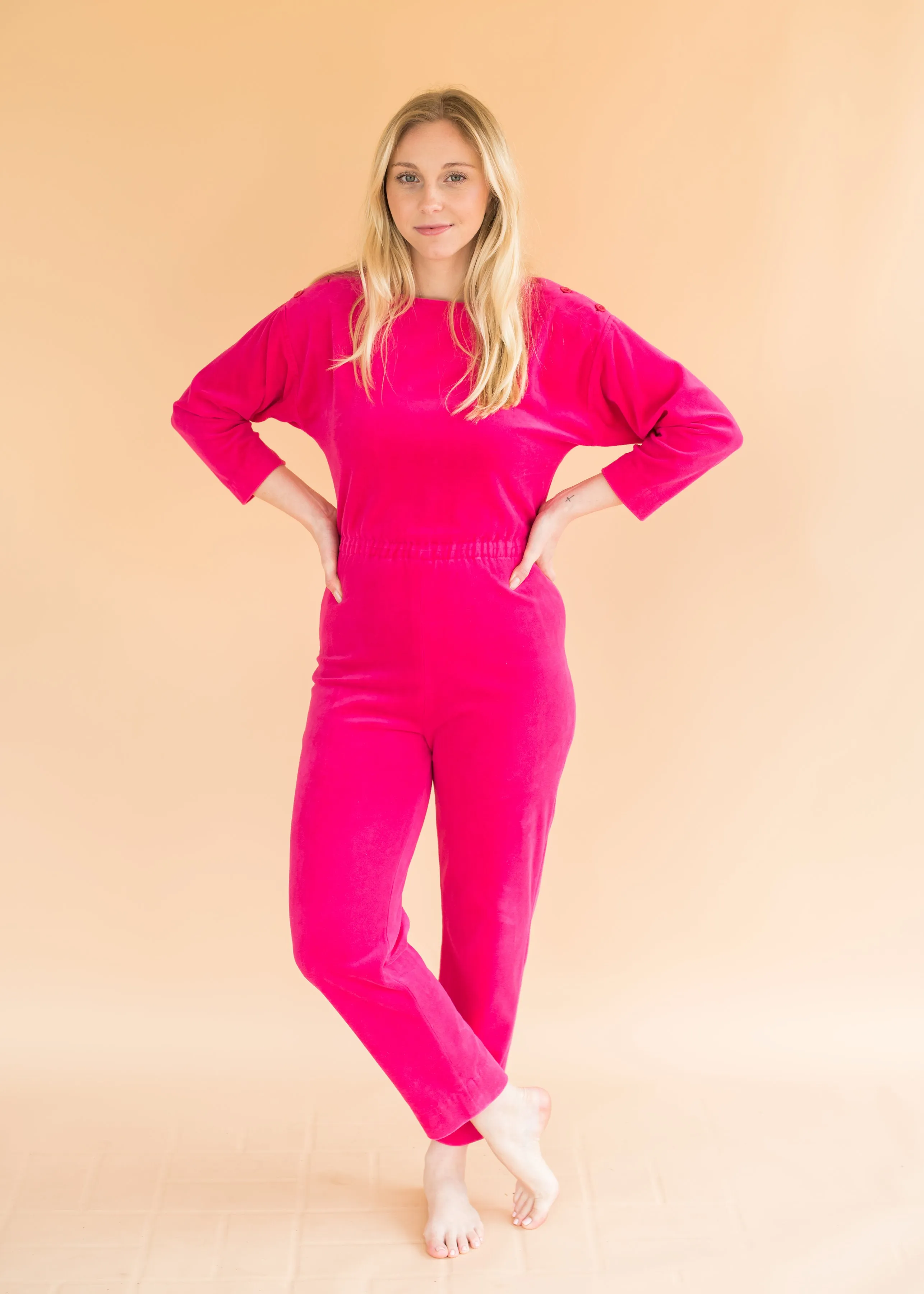 Vintage Pink Velour Jumpsuit