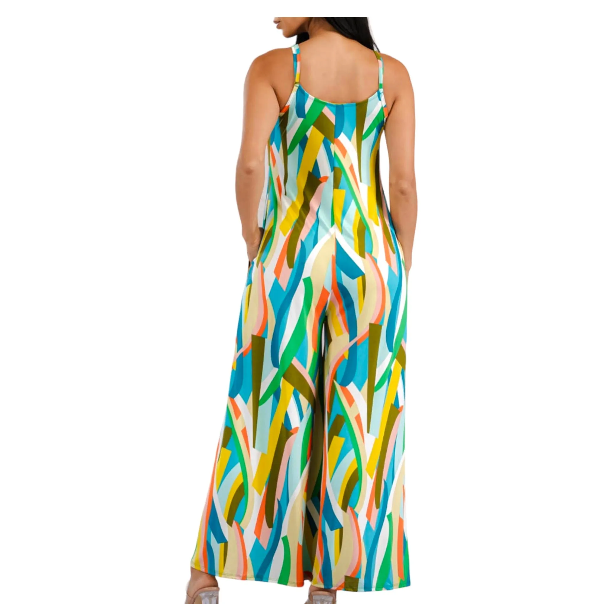 Women's Splash Of Color Wide leg Jumpsuit With Pockets