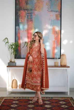 ZAHRA (RUST) - LUXURY LAWN x EID 2024